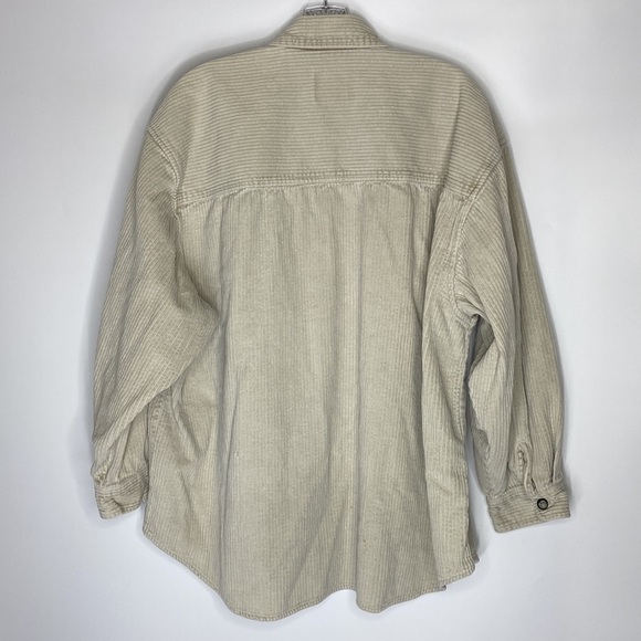 Vintage Express Tan Corduroy Long Sleeve Button Up Shirt L/XL Y2K - Picture 2 of 7